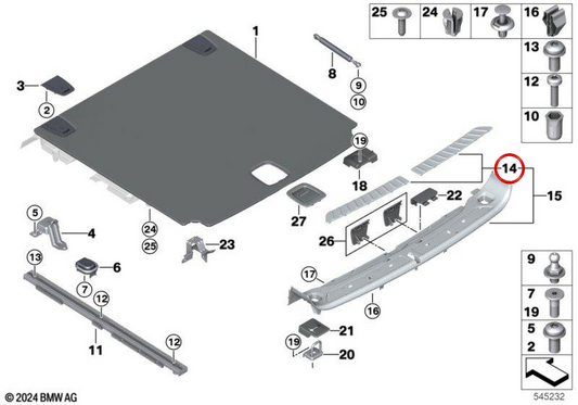 OEM 51476994486 Porte en acier inoxydable pour BMW G01, G02, F98. BMW d'origine.