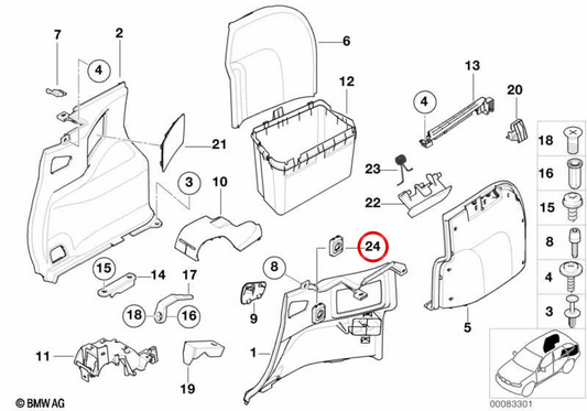 Plug -Unterstützung 12V OEM 51477044491 für BMW E46. Original BMW.