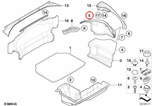 Hauteau supérieure Brotherhood Coading OEM 51477066367 pour BMW E52. BMW d'origine.