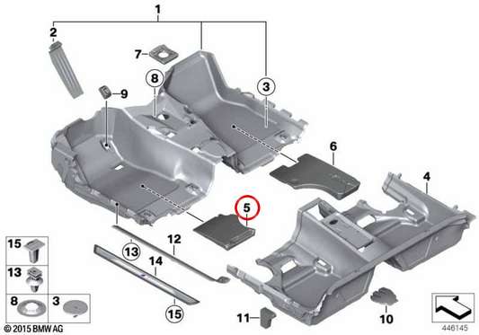 Fronte sinistro OM 5147721931 per BMW F20, F21, F22, F23, F87, F30, F31, F34, F80, F32, F33, F36, F82, F83. BMW originale.