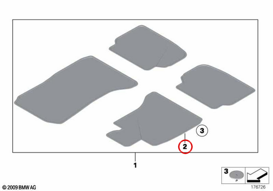 Matro di velluto nel lato del conducente OEM 51477230362 per BMW F01, F02. BMW originale.