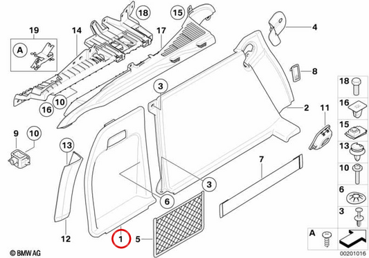 Left side cover OEM 51477254037 for BMW E71, E72. Original BMW.