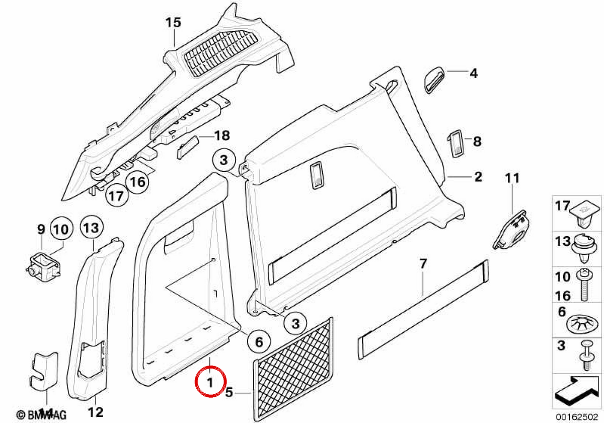 Coperchio laterale sinistro 51477254077 per BMW E70, E71. BMW originale.