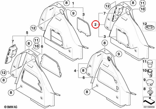 Linke Gepäckraumverkleidung OEM 51477262283 für MINI R56, R56 LCI. Originaler MINI.