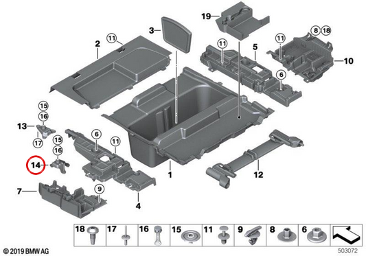 Support central droit OEM 51477286290 pour BMW F31. BMW d'origine.
