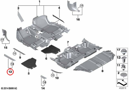 OEM 51477289216 Seuil de porte pour BMW F20, F45, F46, F30, F31, F34, F36, F48, F39. BMW d'origine.
