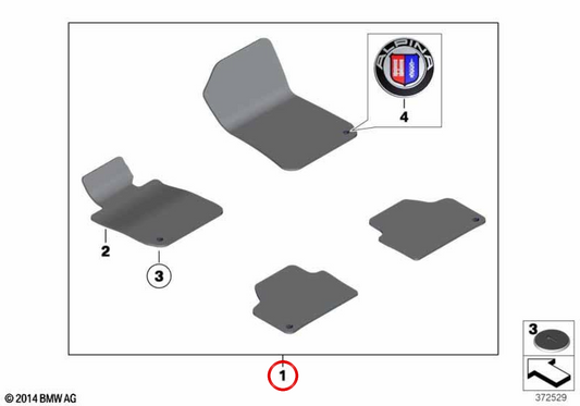 Tapetes de veludo OEM 51477289605 para BMW F06. BMW genuíno.