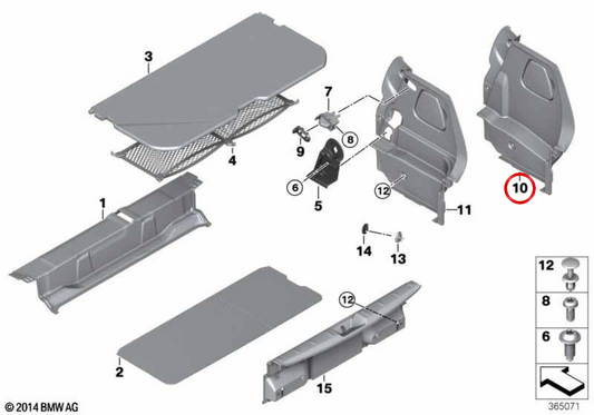 Garniture de coffre droite OEM 51477298594 pour MINI F56, F56 BEV, F56 LCI... et plus encore. MINI d'origine.