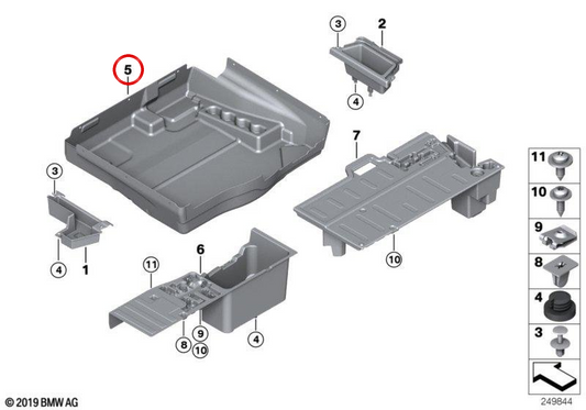 Bandeja cubremaletero de goma OEM 51477314733 para BMW E71, F16, F86. Original BMW.