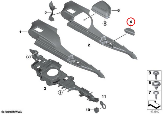 Innenarmer Embiner verließ den dritten OEM 51477325801 für BMW F34. Original BMW.