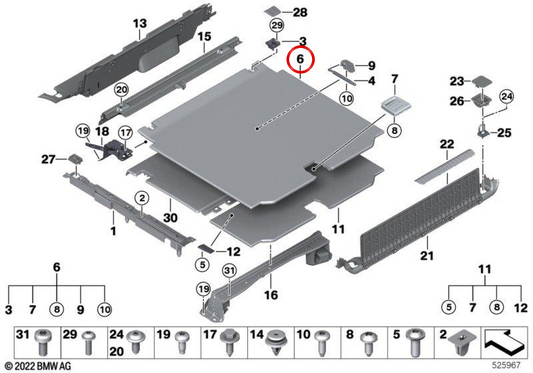 Bandeja de suelo maletero OEM 51477326483 para BMW F15. Original BMW.