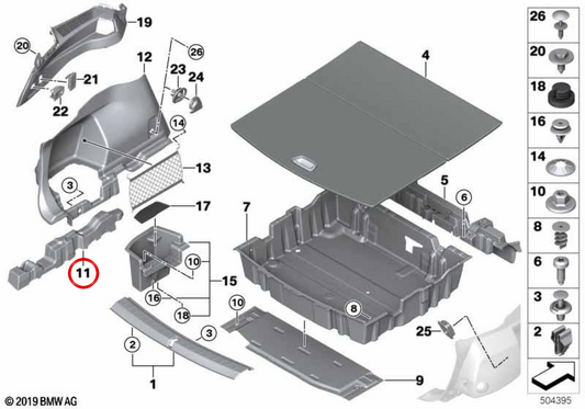 Soporte longitudinal derecho OEM 51477327026 para BMW F46. Original BMW.