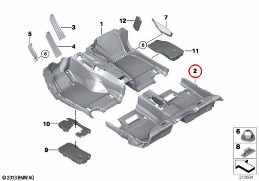 Revestimiento inferior trasero OEM 51477343055 para BMW F10, F11. Original BMW.