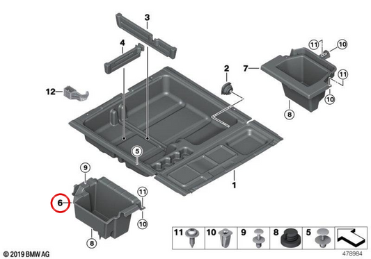 Prise en charge de la boîte à outils OEM 5147372961 pour BMW F25, F26. BMW d'origine.