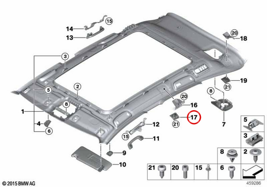 Front left black separation net protection panel OEM 51477376945 for BMW 2 Series F45 Active Tourer, F45 Active Tourer LCI. Genuine BMW.