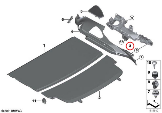 Support de balustrade à droite OEM 5147377754 pour BMW G32. BMW d'origine.
