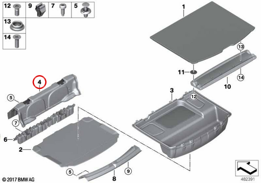 Guarnição transversal do porta-malas OEM 51477380674 para MINI Countryman F60, F60 LCI. MINI originais.