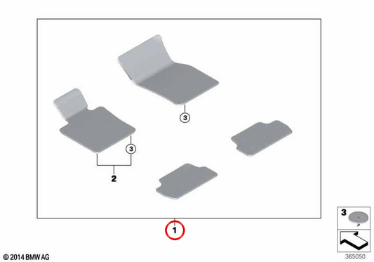 Jeu de tapis avant ANTHRAZIT OEM 51477380833 pour MINI F55, F55 LCI, F65. MINI d'origine.