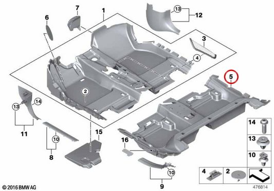 Tapete traseiro OEM 51477392158 para MINI Clubman F54 (2014-2019), F54 LCI (2018-2024). Cor preta. MINI originais.
