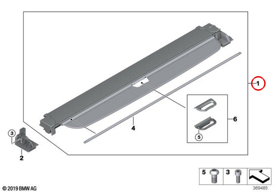 Cubierta enrollable para maletero OEM 51477402706 para BMW F15. Original BMW.