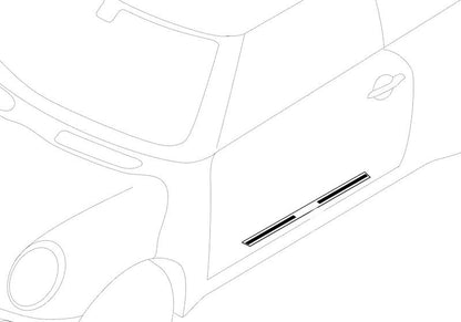 Moldura lateral inferior (paramento de entrada) OEM 51477406647 para MINI R56, R56 LCI, Clubman R55, R55 LCI, Cabrio R57, R57 LCI, Coupé R58, Roadster R59... y más. Original MINI.