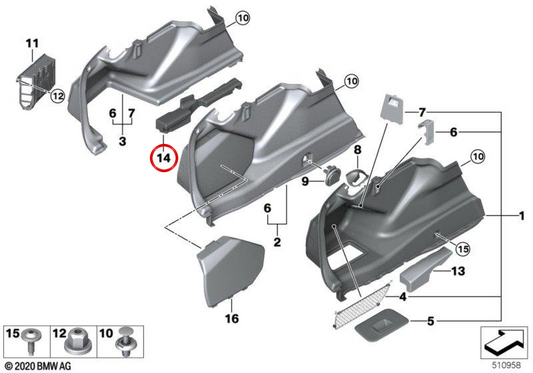 OEM Sinistra a sinistra Supporto 5147418297 per BMW G30, G31. BMW originale.
