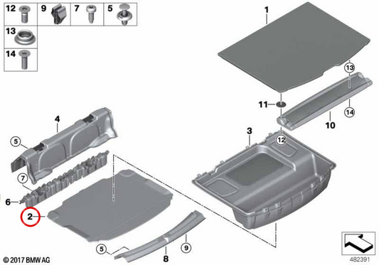 Garniture inférieure de coffre OEM 51477422593 pour MINI Countryman F60, F60 LCI. MINI d'origine.