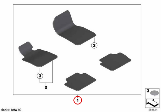 Alfombrillas para BMW Serie 3 F30, F31, F80 (OEM 51477426317). Original BMW