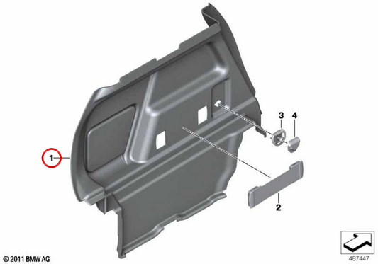 Linke laterale Beschichtung des OUetero OEM 51477434765 für BMW F39. Original BMW.
