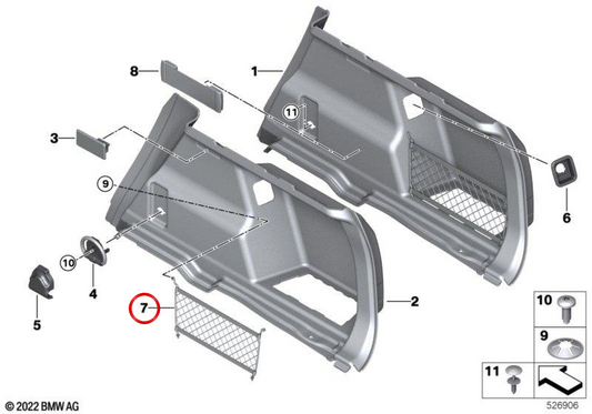 Rede de armazenamento de tronco OEM 51477435857 para BMW F48. BMW genuíno.