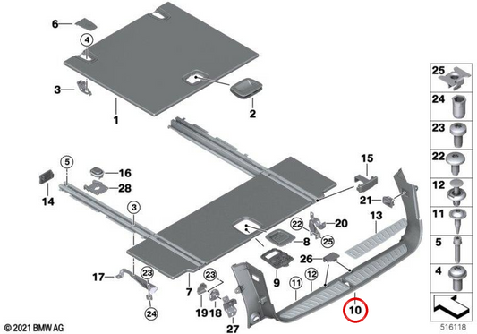 OEM 51477437696 Protettore soglia del bagagliaio per BMW G31. BMW originale.