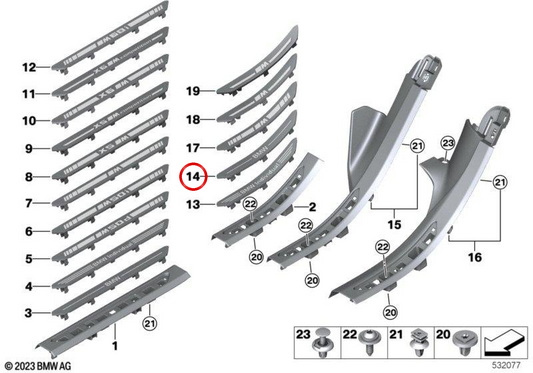 Einleger Rechten hinteren Eingang OEM 51477442162 für BMW G05. Original BMW.