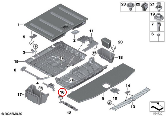Organisieren von Tablett oder Organisierungsschalen OEM 5147450654 für BMW G21, G81. Original BMW.