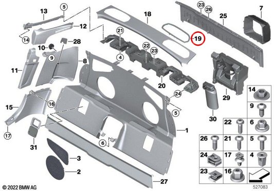 Tampa direita OEM 51477463552 para BMW G29. BMW genuíno.