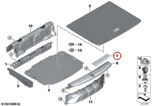 Oeme links Park 5147472279 für BMW F39. Original BMW.