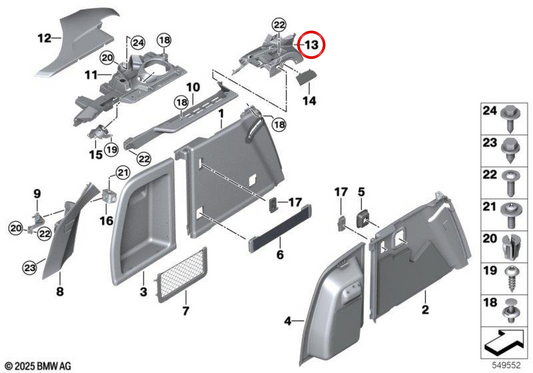 OEM 51477481931 Guida alla cinghia sinistra per BMW G02, F98. BMW originale.
