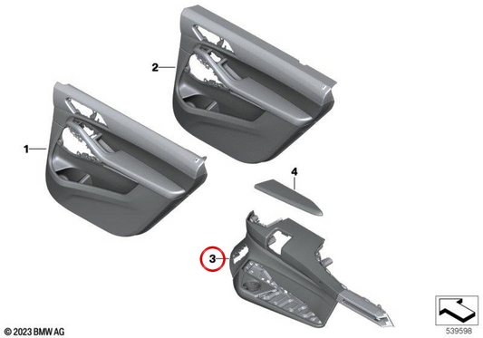 Revestimiento lateral trasero derecho gris OEM 51477858872 para BMW X7 G07, X7 G07 LCI, ALPINA XB7… y más. Original BMW.