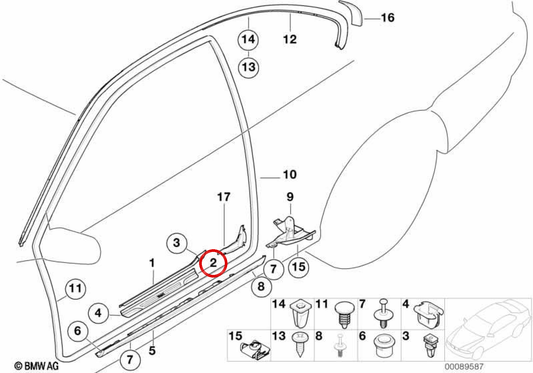 CSL Einstiegsleiste rechts OEM 51477895574 für BMW M3 CSL E46. Original BMW