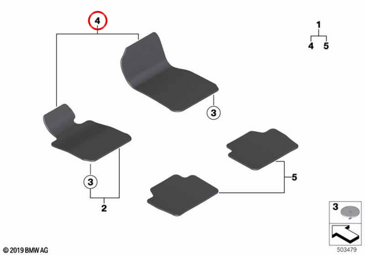 Juego de alfombrillas delanteras OEM 51477910628 para BMW F23. Original BMW.