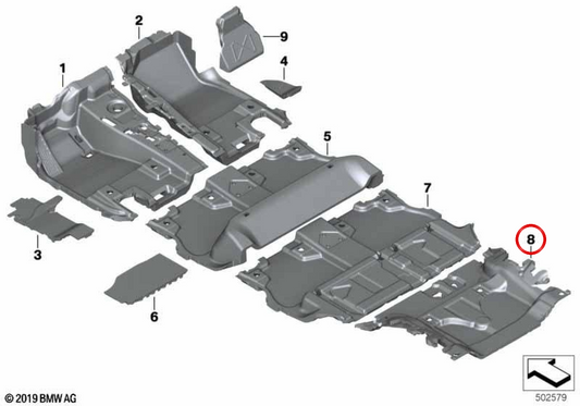 Revestimiento inferior trasero 3ª fila de asientos OEM 51477941069 para BMW G05. Original BMW.
