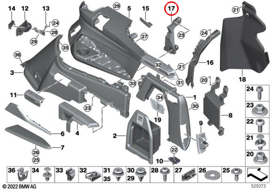 Rechte Heckklappenverstärkung OEM 51477941114 für BMW X7 G07, X7 G07 LCI. Original BMW.