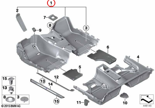 Revestimiento inferior delantero OEM 51478053902 para BMW F20, F21, F22, F23. Original BMW.