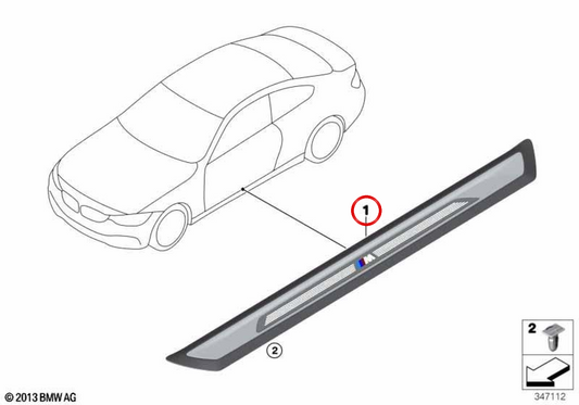 Schimmel in der Eingangstür M OEM 51478054525 für BMW F32 (alle kompatiblen Modelle). Original BMW Stück. Für die Fahrer- oder Begleitseite werden für beide Türen 2 Einheiten benötigt.