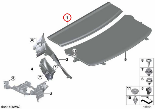 OEM 51478062773 Bac de stockage avant pour BMW F36, F36N. Couleur anthracite BMW originale.