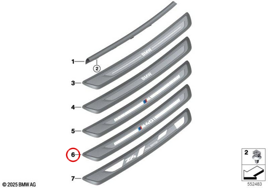 Embelling di ingresso destro OEM 51478073122 per BMW G29. BMW originale.