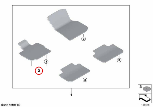 Alfombrilla de conductor OEM 51478076015 para BMW G01, G02. Original BMW.