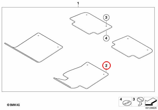OM 51478184793 MAT di velluto del driver per BMW E38. BMW originale.