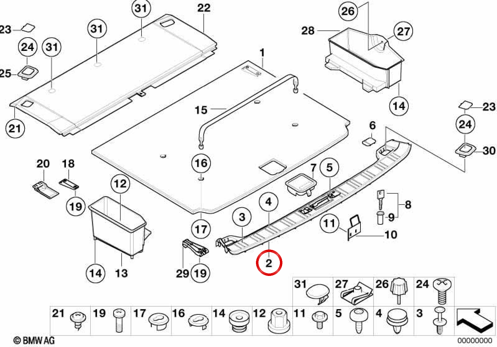 OEM 514785232 trunk threshold protector for BMW E39. Original BMW.