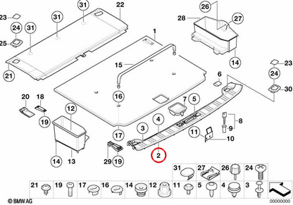 OEM 514785232 trunk threshold protector for BMW E39. Original BMW.