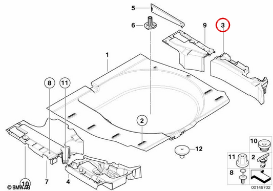 Suporte para bandeja traseira direita OEM 51478185238 para BMW E39. BMW genuíno.